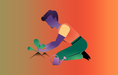 Illustratie van een persoon die tuiniert