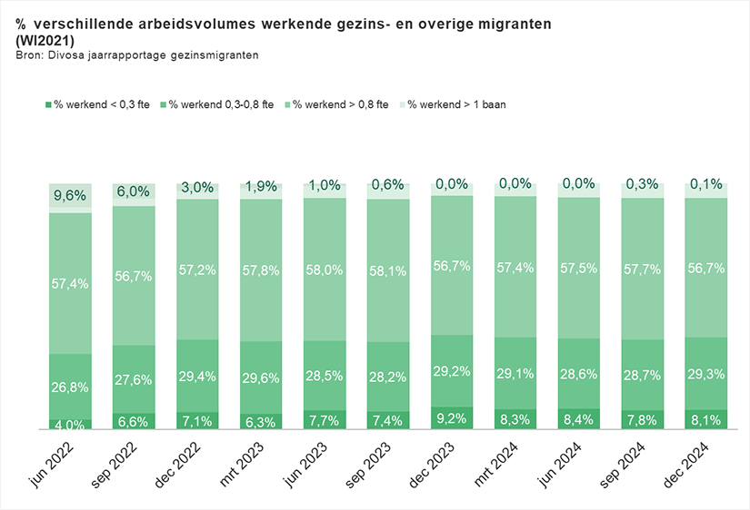 Verschillende arbeidsvolumes werkende gezins- en overige migranten (Wi2021)