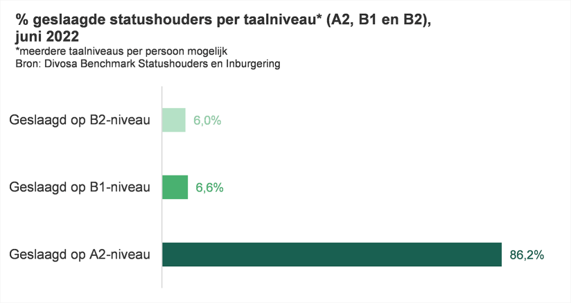 Stsafdiagram percentage geslaagde statushouder per taalniveau