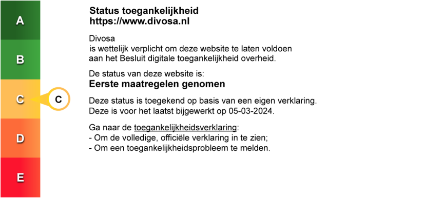 Status toegankelijkheidslabel van divosa.nl. Volg de link in het bijschrift voor de volledige toegankelijkheidsverklaring.